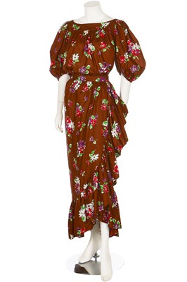 Lot 122 - An Yves Saint Laurent floral printed cotton two-piece ensemble, 1970s