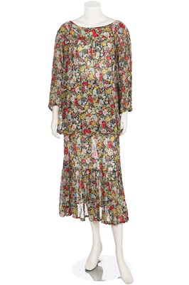 Lot 123 - An Yves Saint Laurent floral printed muslin two-piece ensemble, 1970s