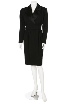 Lot 125 - An Yves Saint Laurent 'Le Smoking' black wool dress, 1980s