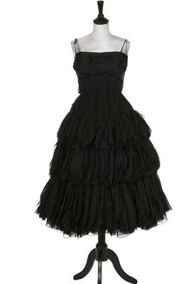 Lot 83 - A Jean Dessès couture black chiffon cocktail dress,1956