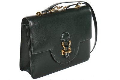 Lot 258 - An Hermès Sandrine bag of green box-leather, late 1960s