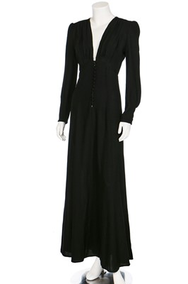 Lot 139 - An Ossie Clark black moss crêpe maxi dress, mid 1970s