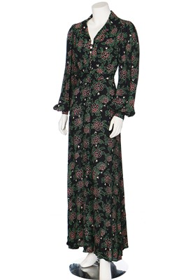 Lot 141 - A good Ossie Clark printed wool crêpe evening dress, mid 1970s