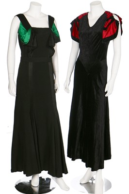 Lot 44 - A group of red and black evening wear, 1930s