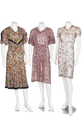 Lot 51 - Eleven summer day dresses, 1930s