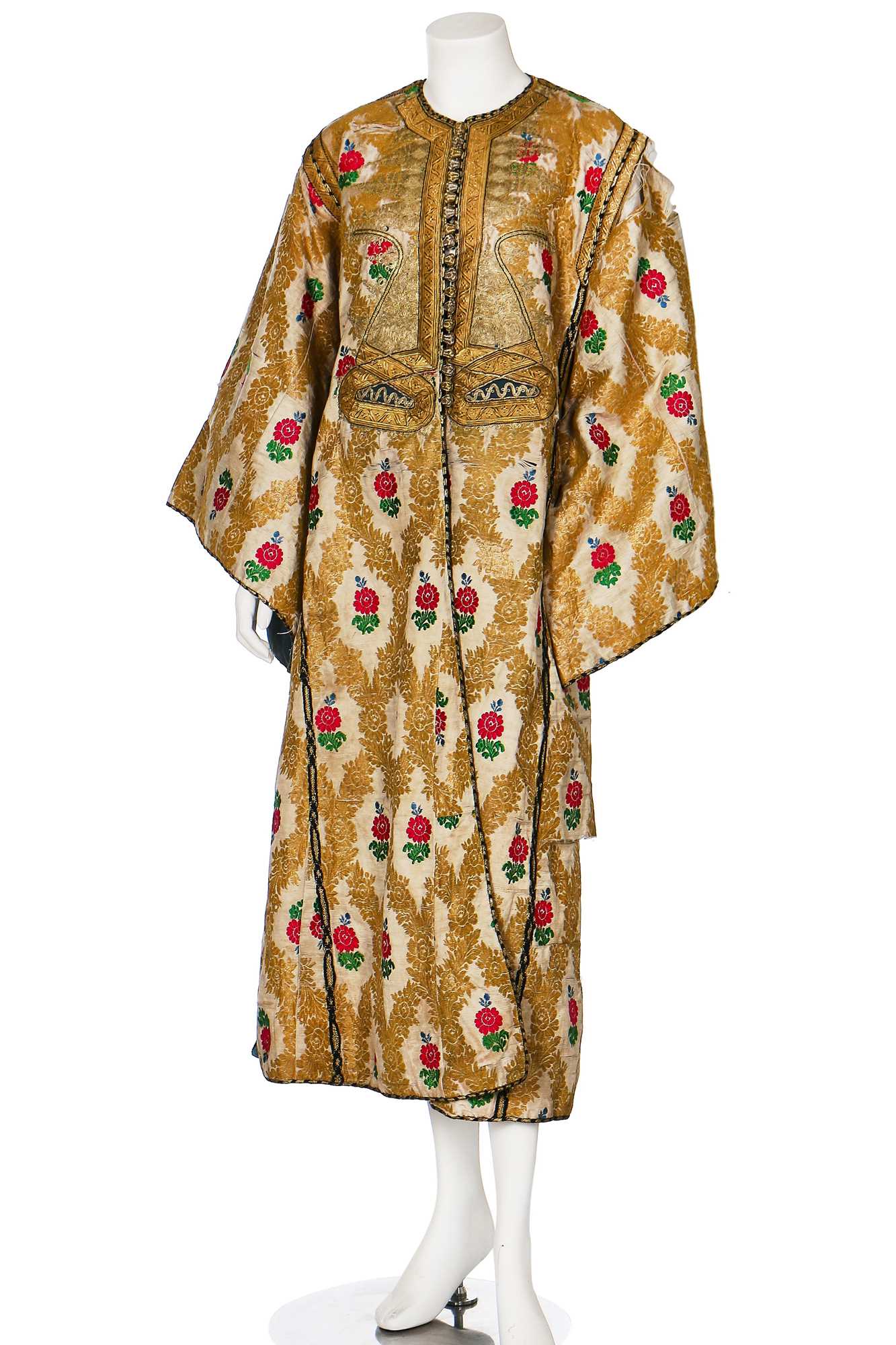 Lot 397 - A brocaded silk kaftan, Moroccan or Algerian, early 20th century