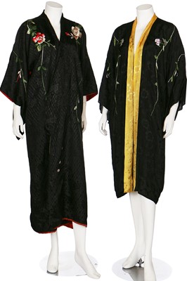 Lot 79 - A group of printed and embroidered mainly silk kimonos, 1940s-50s