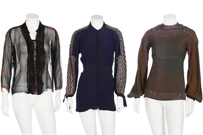 Lot 67 - A large group of interesting blouses and bodices, mainly 1930s