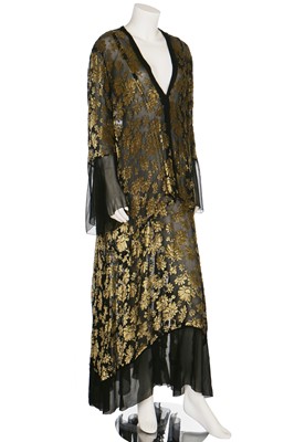Lot 8 - A floral devoré velvet dress in rare larger size, late 1920s