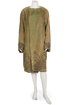 Lot 15 - A pale green beaded velvet opera coat, 1920s