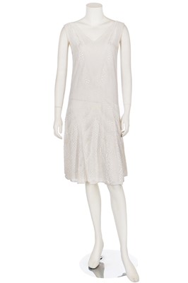 Lot 4 - A beaded white muslin flapper dress, mid-1920s