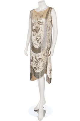 Lot 19 - Two ivory beaded flapper dresses, 1920s
