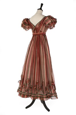 Lot 85 - A pink and green striped silk gauze dress,...