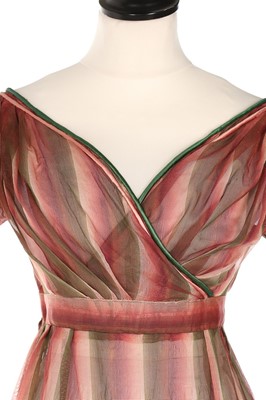 Lot 85 - A pink and green striped silk gauze dress,...