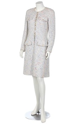Lot 237 - A Chanel fantasy tweed and printed silk...