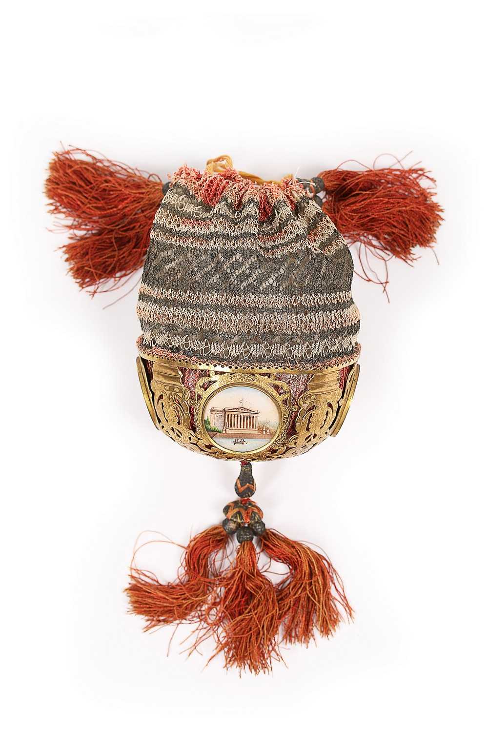 Lot 89 - A fine knitted silk reticule, French, circa...