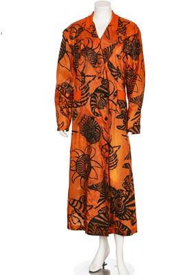 Lot 165 - A Body Map printed orange nylon coat, 1980s