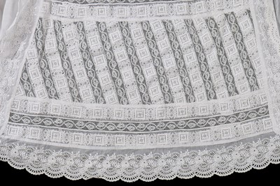 Lot 384 - A Honiton appliqué lace veil, 1830s and later remounted