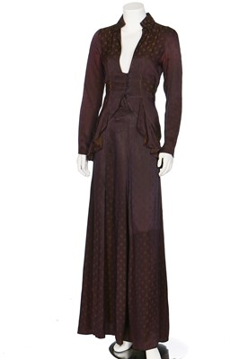 Lot 145 - An Ossie Clark figured satin two-piece ensemble, circa 1970