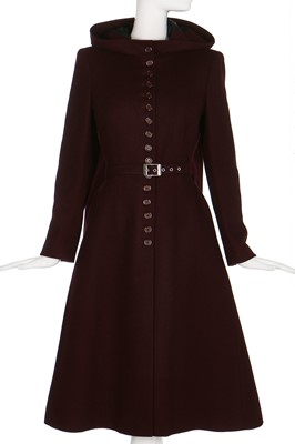 Lot 235 - An Alexander McQueen burgundy wool coat, 'Joan' collection, Autumn-Winter 1998-99