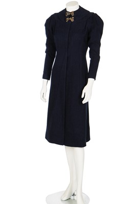 Lot 78 - A Maison Worth couture navy wool coat, early 1930s