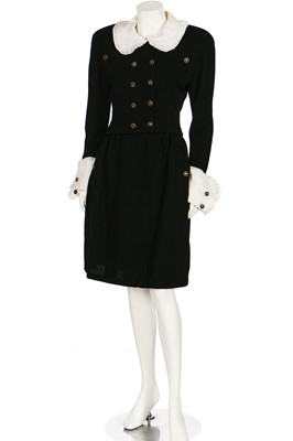 Lot 182 - A Chanel haute couture black wool suit, Autumn-Winter 1987-88
