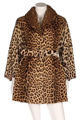 Lot 62 - A leopard skin jacket, 1960s, lined in brown...