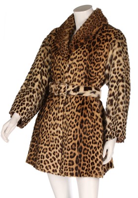Lot 62 - A leopard skin jacket, 1960s, lined in brown...