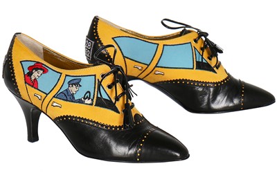 Lot 209 - A pair of Moschino taxi-cab shoes, 1990s