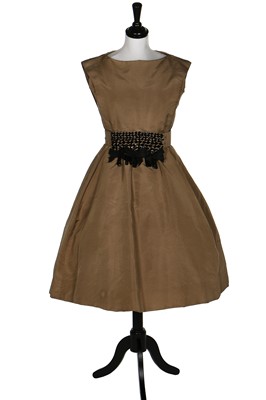 Lot 104 - A Christian Dior taupe faille cocktail dress, late 1950s