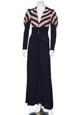 Lot 148 - An Ossie Clark for Radley navy moss crêpe dress, circa 1970