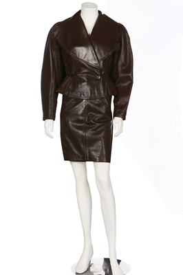 Lot 178 - An Azzedine Alaïa brown leather suit, A/W 1989-90