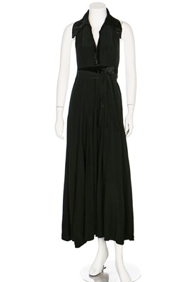 Lot 152 - An Ossie Clark black pleated crêpe dress, mid 1970s
