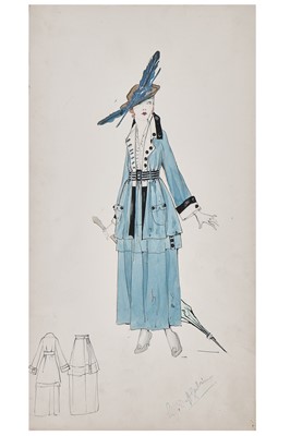 Lot 62 - A Lucile fashion sketch 'Honeymoon Express' for the 1917 Sears Roebuck catalogue