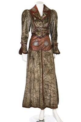 Lot 156A - A Bill Gibb leather and plush two-piece ensemble, circa 1972