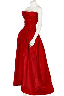 Lot 254A - A Christian Dior London red taffeta ballgown, late 1950s