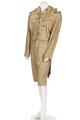 Lot 187 - A Thierry Mugler suede 'blister' ensemble, 'Sahara' collection, Spring-Summer 1986