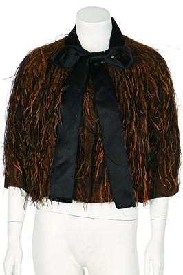 Lot 114 - A Balenciaga couture cannelé velvet bolero jacket with ostrich plumes, circa 1965