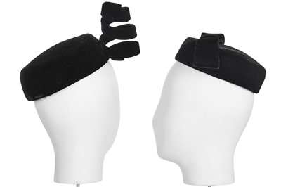 Lot 96 - Two Balenciaga black velvet toques, circa 1958