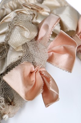 Lot 39 - An  ivory silk bonnet and bridal headdress, circa 1845