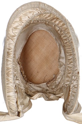 Lot 39 - An  ivory silk bonnet and bridal headdress, circa 1845
