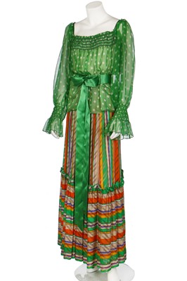 Lot 168 - An Yves Saint Laurent couture striped chiffon summer ensemble, Spring-Summer 1977