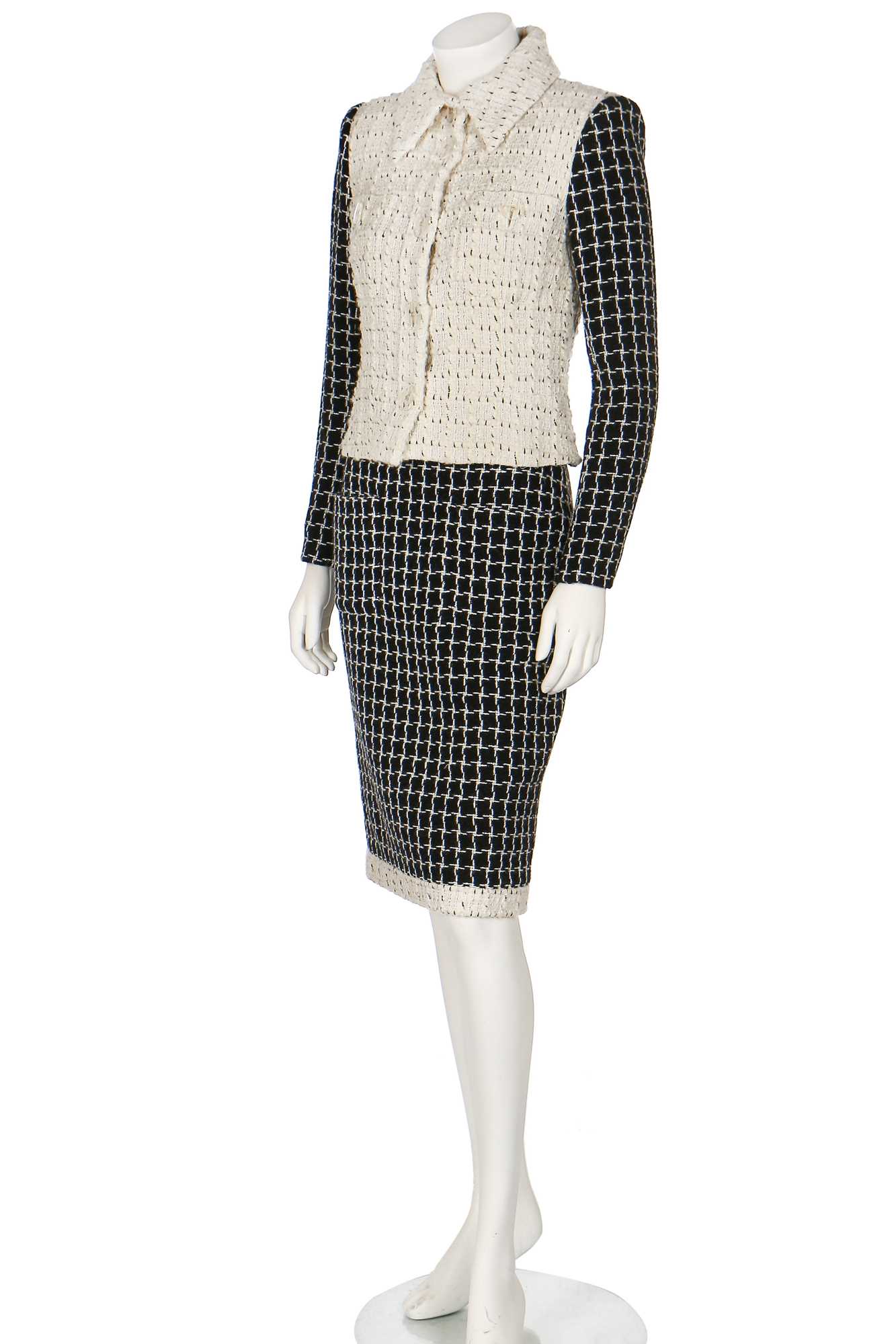 Lot 12 - A Chanel contrasting monochrome tweed suit, Pre-Fall 2017