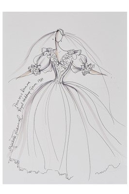 Lot 170 - Elizabeth Emanuel sketch for Princess Diana's 1981 bridal gown