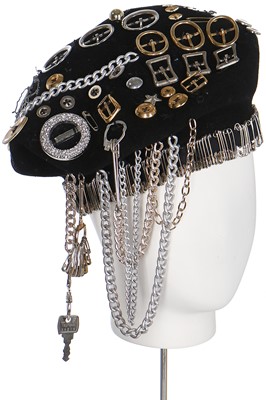 Lot 203 - A rare Judy Blame customized beret and belt, circa 1985