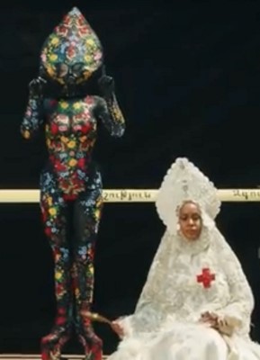 Lot 296 - A Lady Gaga-worn 'Floral Alien' leather ensemble by Karina Akopyan, 2017