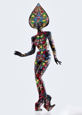 Lot 296 - A Lady Gaga-worn 'Floral Alien' leather ensemble by Karina Akopyan, 2017