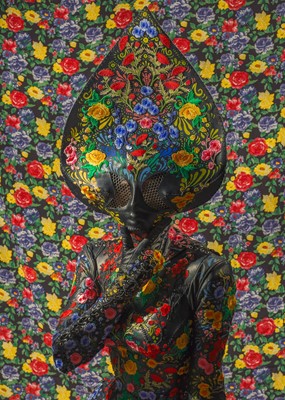 Lot 296 - A Lady Gaga-worn 'Floral Alien' leather ensemble by Karina Akopyan, 2017