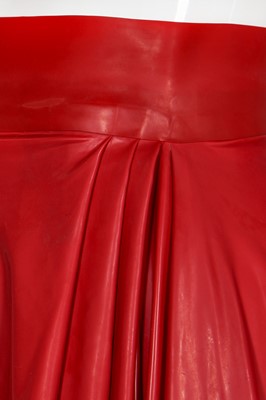 Lot 295 - A Lady Gaga-worn 'Red Bleeding' look, comprising red latex skirt by Karina Akopyan and Carapace patent leather bullet bra, 2017