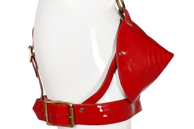 Lot 295 - A Lady Gaga-worn 'Red Bleeding' look, comprising red latex skirt by Karina Akopyan and Carapace patent leather bullet bra, 2017